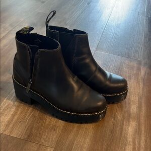 Dr. Martens dark olive brown zip up platform bootie